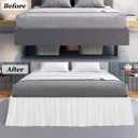 Ruffled Bed Skirt White Queen Bed Skirt – Hotel-Quality Ruffles for Queen Beds with 16" Drop – Queen Bedskirt with Platform 100% Microfiber Bed Skirts with Corner Split (White)