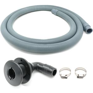 Marine Bilge Pump Hose 3/4 Inch Plumbing Kit, 5 FT Long, 90 degree Black Elbow Thru Hull Scupper Flapper Valve, Stainless Steel Clamps