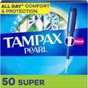 Tampax Pearl Tampons, with LeakGuard Braid, Super Absorbency, Unscented, 50 Count