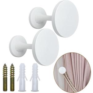 Curtain Tiebacks 2 Pack Curtain Holdbacks Zinc Alloy Curtain Tie Backs Wall Mounted with Screws, Decorative Curtain Hooks for Drapes Stylish White Curtain Holders for Home Office Decor