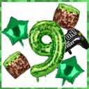 40 Inch Green Pixel Miner Number Foil Balloon Set 5Pcs Large Mylar Number Balloons for Boys Girls Pixel Cubes Video Game Birthday Party Decorations (9)