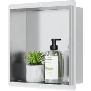 Neodrain Rimless Shower Niche Shelf 12"X12" Stainless Steel Bathroom Wall Niche Waterproof, Recessed Niches for Bathroom Storage, Stainless Wall Cabinet, Brushed