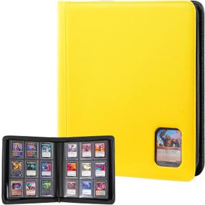 ProCase Top Loader Binder, 9 Pocket Holds 324 Toploaders, Waterproof PU Leather with Non-PVC Pockets for Trading Cards or Sports Cards, Compatible with TCG, MTG in 3"x4" Toploader -Yellow