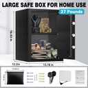 2.5 Cuft Safe Box, Home Safes with Fireproof Waterproof Bag, Anti-Theft Safety Box with Digital Keypad, Smart Alert System, Spare Keys, Removable Shelf, LED Light, Personal Document Safe
