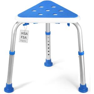 LEAGENTT HSA/FSA Triangular Shower Chair for Inside Shower, Space-Saving Corner Shower Stool for Compact Showers, Small Shower Stool for Shaving Legs, Adjust Shower Seat for Pregnant/Elderly/Disabled
