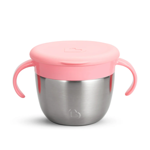 Munchkin Snack+ Stainless Steel Snack Catcher Cup with Lid, 9 Ounce, Pink, 1 Pack