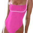 SherryDC Women's One Piece Swimsuit Cross Back Color Block High Cut Bathing Suit (Large)