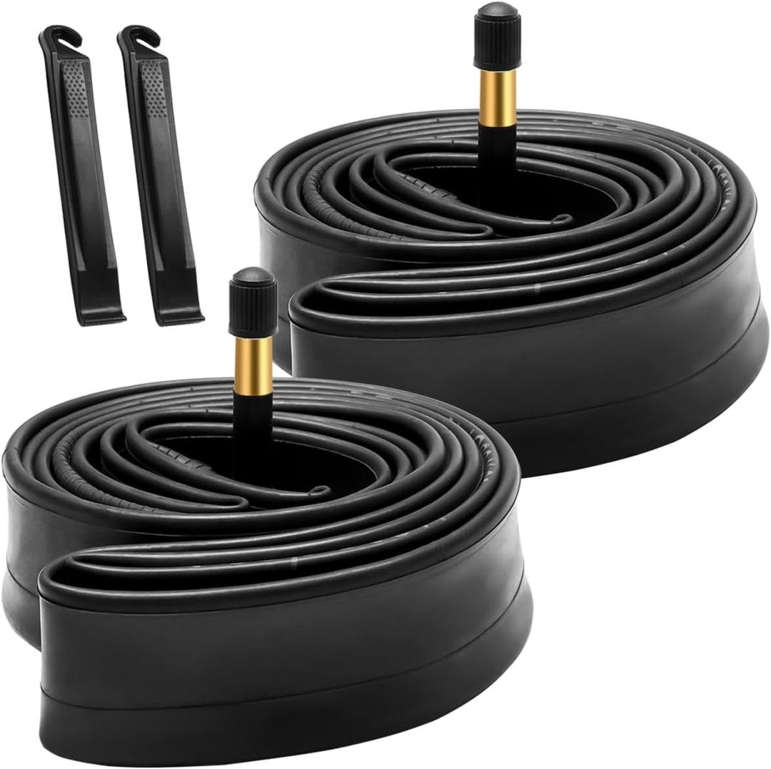 700x38c/700x40c Bike Tube 2 Pack with 2 Tire Levers AV48mm Schrader Valve Road Bike Inner Tubes Premium Butyl Rubber Bicycle Tube 2 Pack City Bike Tube