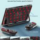 Dockable Protective Case for Nintendo Switch 2 2025 - Cute Cartoon Red Design Clear TPU Slim Hard Cover for Joycon 2 for Women Teens Girls Boys