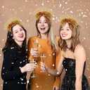 AIUPUOC 2026 Happy New Year Headband Glitter Silver Happy New Year Eve Hair Accessories for Women Adult (Gold)