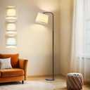 AKASUKI Floor Lamp for Living Room with 3 Color Temperatures, Foot Switch Standing Lamps for Living Room, Bedroom, Office, Arc Mordern Floor Lamp with 9W LED Bulb Included (Black base- Beige shade)