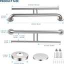 Brushed Nickel Handicap Grab Bars 24 Inch, Stainless Steel Bathroom Safety Grab Bar w/Toilet Paper Holder, Wall Mounted Tissue Paper Roll Holder, Assistance Toilet Shower Handle for Elderly Senior