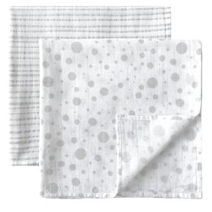MOZAH Organic Muslin Swaddle Blankets - Stripes & Dots - 2 Pack - for Baby Boy or Girl - Ideal for Newborns, Toddlers & Registry Essentials (X-Large)