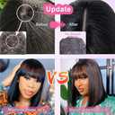 Bob Wig Human Hair With Bangs Glueless 2x4 HD Lace Colsure Wigs, Ready to Go Short Wigs For Women Beginner Friendly (Natural Black, 10 inch)