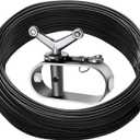 Pool Cover Cable and Winch Kit 100 Ft Heavy-Duty Pool Cover Cable with Ratchet Swimming Pools Covers Wire and Winch for Above Ground Swimming Pools Winter Covers (Black)