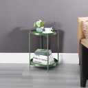 danpinera 2 Tier Metal Side Table with Removable Tray, End Table Outdoor Small Accent Table, Anti-Rust Green Nightstand for Bedroom Balcony Patio (Dark Green)