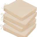 Basic Beyond Outdoor Chair Cushions for Patio Furniture, Waterproof Outdoor Seat Cushions Set of 4 18 x 18, Patio Chair Cushions Set of 4 with Ties and Handle, Beige