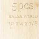 Balsa Wood Sheet 12 x 4 x 1/8 Inches, Wooden Boards for Crafts Unfinished Pack of 5(12 x 4 x 1/8 Inch (Log Color)