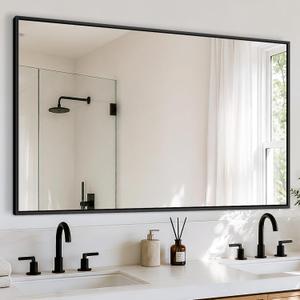 48x30 Inch Black Bathroom Mirror, Rectangle Vanity Mirror