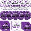 Graduation Decorations 2026, 200 Pcs Class of 2026 Graduation Party Supplies Kit with Paper Plates, Luncheon and Cocktail Napkins, Congrats Grad Decorations for 50 Guests (Purple)