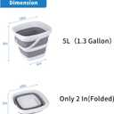 Collapsible Bucket, 5L 1.3Gallon Small Cleaning Mop Buckets for Household Outdoor Car Washing Tub Plastic Foldable Portable Camping Beach Sand Water Pot Pail Space Saving Square
