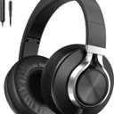 AILIHEN C90 Wired Headphones with Microphone Volume Control, Noise Reduction Over Ear Headphones Wired 3.5mm, Super Soft Corded Headphone for Cellphones, Tablet and Chromebook (Black, Classic, L)