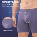 DAVID ARCHY Mens Underwear Cotton Boxer Briefs with Pouch Ultra Moisture Wicking Breathable Soft with Horizontal Fly 3 Pack (Gray Blue/Dark Blue/Gray Purple)