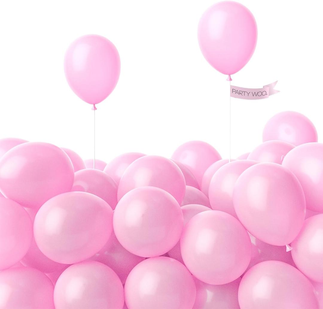 PartyWoo Light Pink Balloons 120 pcs 5 Inch Small Mini Pearl Pastel Baby Pale Pink Latex Balloons for Baby Shower Gender Reveal Valentine's Day Wedding Princess Birthday Party Decorations Pink-Z29