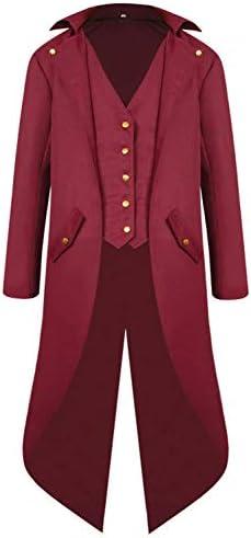 Renaissance Steampunk Tailcoat Halloween Costumes for Boys, Medieval Pirate Vampire Victorian Jacket Frock Coat Kids Size L