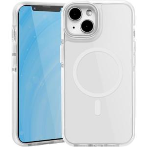 Magnetic Case for iPhone 15 Plus (6.7-Inch), Compatible with MagSafe, Non Yellowing Clear Hybrid Case [Hard Acrylic+Soft TPU], Colored Outlines Anti-Shock Scratch Resistant Phone Cover, White