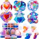 JOYIN 30 PCS Valentine Day Gift Cards with Galaxy Slime Stress Relief Fidget Toys for Kids Classroom Exchange Prizes, Valentines Party Favor