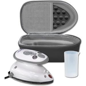 The Quilted Bear Premium Mini Steam Iron - Lightweight Mini Travel Iron for Effortless Quilting & Wrinkle-Free Clothes with Carry Case & Iron Rest Set - Travel Steamer for Clothes & Crafts (Black)