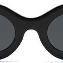 Retro Small Oval Sunglasses for Women Men 90s Trendy Sun Glasses Vintage Shades AP3651N (C1 Black/Grey)