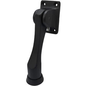 QCAA Solid Brass Drop Down Door Stop, 4", Matte Black, 1 Pack