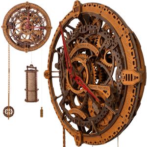 WOODEN.CITY Steampunk 3D Puzzle Clock DIY Mechanical Wall Clock Kit for Adults Unique Engineering Gift and Vintage Décor - 3D Wooden Puzzles for Adults