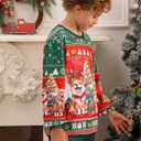 Enlifety 4-16T Kids Ugly Christmas Sweater Boys Xmas Sweatshirt Funny 3D Graphic Xmas Pullover (8-9 Years, Red Green)