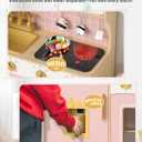Babytronic Wooden Kitchen Playset for Kids - Pink Pretend Play Kitchen with Lights & Sounds, Retro Style Toy Kitchen for Toddlers Ages 3+, Wooden Play Kitchen Set with Realistic Design (Pink), 9.4 x 31.5 x 33.1 inches