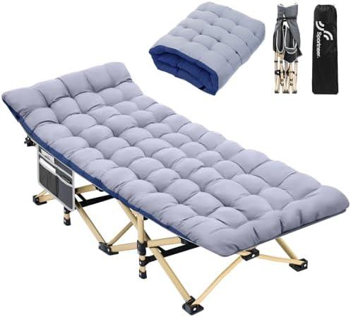 Sportneer Cots for Sleeping, Camping Cots for Adults with Mattress Max Load 450 LBS Heavy Duty Folding Portable Bed with Padded for Camping Tent Office Outdoor Travel Sleep Over