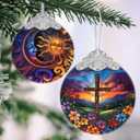 Religious Christmas Ornaments, Christmas Tree Decoration, Holiday Ornament, Christian Home Decor, Gift Exchange, Gift Idea - Cross Spring Flower