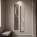 Large Framed Long Narrow Vertical Neutral Abstract Wall Art Set of 2, Beige Brown Modern Canvas Prints Paintings Artwork for Walls, Minimalist Pictures for Entryway Hallway Living Bedroom Wall Decor (8" W x 56" H, Flowing)