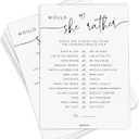 50 Would She Rather Bridal Shower Game Cards, Baby Shower Games, 50 Guests, Minimalist White