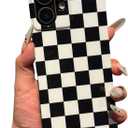 Checkered Strong Magnetic Case for iPhone 17 Compatible with MagSafe - Rectangular Bold Checker Checkerboard Pattern - Aesthetic Protective Plaid Phone Case Cover - Black White