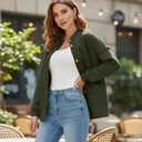 Disamer Jackets for Women Fall Fashion 2026 Casual Bomber Jacket Varsity Lantern Long Sleeve Outerwear Button Down Coat (Green, M)