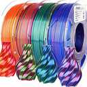 AMOLEN Silk PLA 3D Printer Filament Bundle, Shiny Dual Color Filament 1.75mm Pack, Multi Color Change 3D Printing Filament for Most FDM 3D Printer, 4 Spools 200g Each