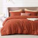 Bedsure Queen Comforter Set - Burnt Orange Soft Bedding for All Seasons, Cationic Dyed Bed Set, 3 Pieces, 1 Queen Size Comforter (90"x90") and 2 Pillow Shams (20"x26"+2")