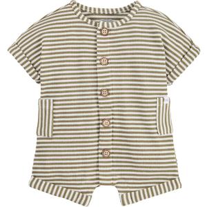 Mud Pie baby-boys Mud Pie Children's Green Stripe Waffle Romper (3-6 Months)