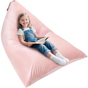 Jorbest Stuffed Animal Storage Bean Bag Chair for Kids and Adults, Luxury Velvet Stuffed Animal Bean Bag Storage, Cover Only(Sweet Pink 200 L/52 Gal)