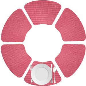 Kraftware Fishnet Wedge Placemats for Round Outdoor Tables, Flag Red, Set of 6, Small