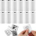 12 Rolls 53mmx3.75m White Thermal Printer Paper, Mini Self-adhesive Label Printer Paper Compatible With T02/M02/M02/M02S PRO/M04AS/M04S Mini Thermal Printer
