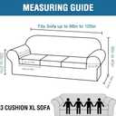 H.VERSAILTEX Modern Velvet Plush 4 Piece High Stretch Sofa Slipcover Furniture Protector Form Fit Luxury Thick Velvet Extra Large Sofa Cover for 3 Cushion Couch Width Up to 105 Inch(XL Sofa, Ivory)